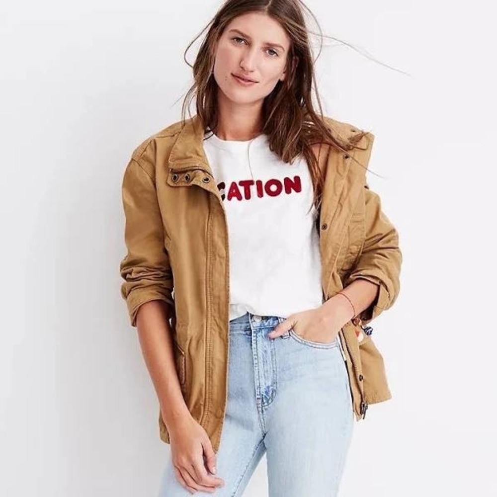 Madewell Canvas Utility Jacket Women's Tan Khaki Field Safari Coat‎ Size L